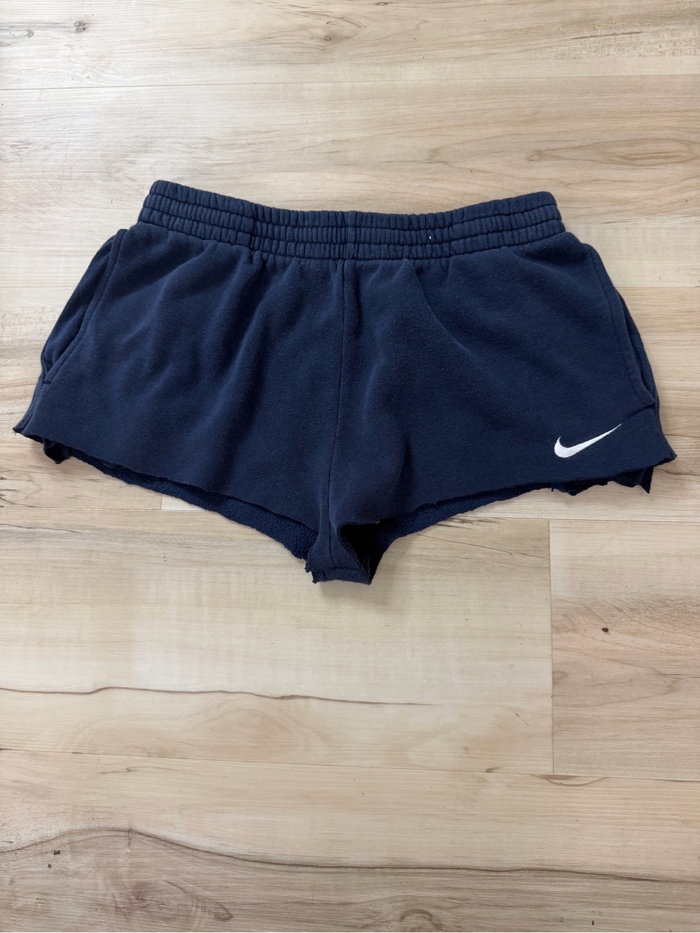 Nike Black Women's Athletic Fleece Shorts with White Swoosh